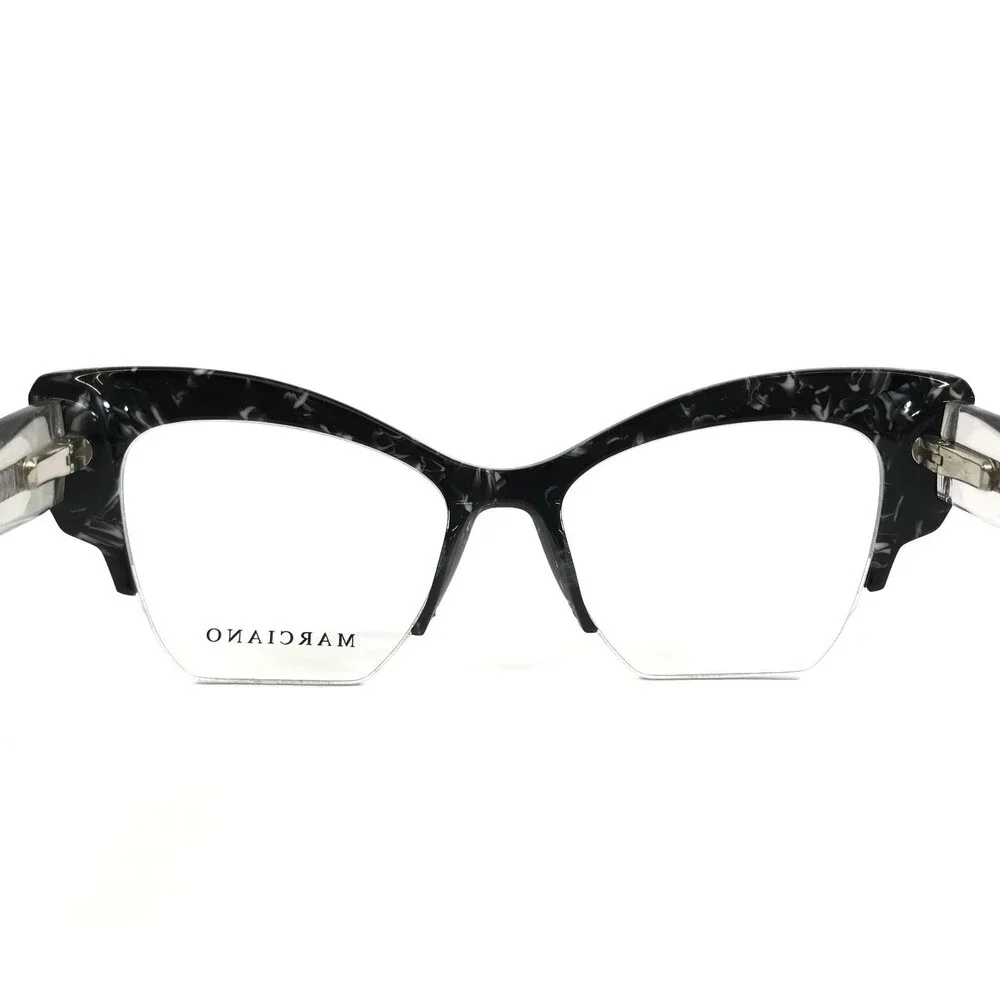 Marciano Eyeglasses Frames GM0329 005 Black Silver Marble Oversized 50-17-140